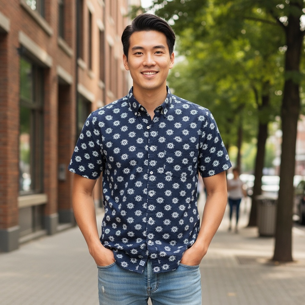 J.Crew Secret Wash Organic Cotton Stretch Poplin Shirt in Floral - Size S